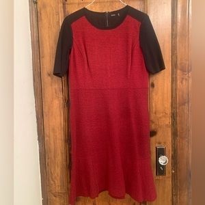 Elie Tahari black and red chic ponte dress with stretch.